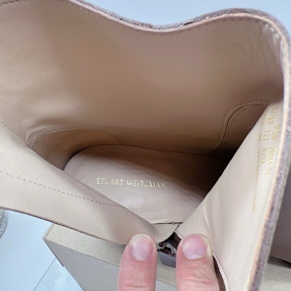 Stuart Weitzman Ryland 60 Zip Leather Ankle Heeled Boots Booties Brown US 9.5 - Picture 10 of 14